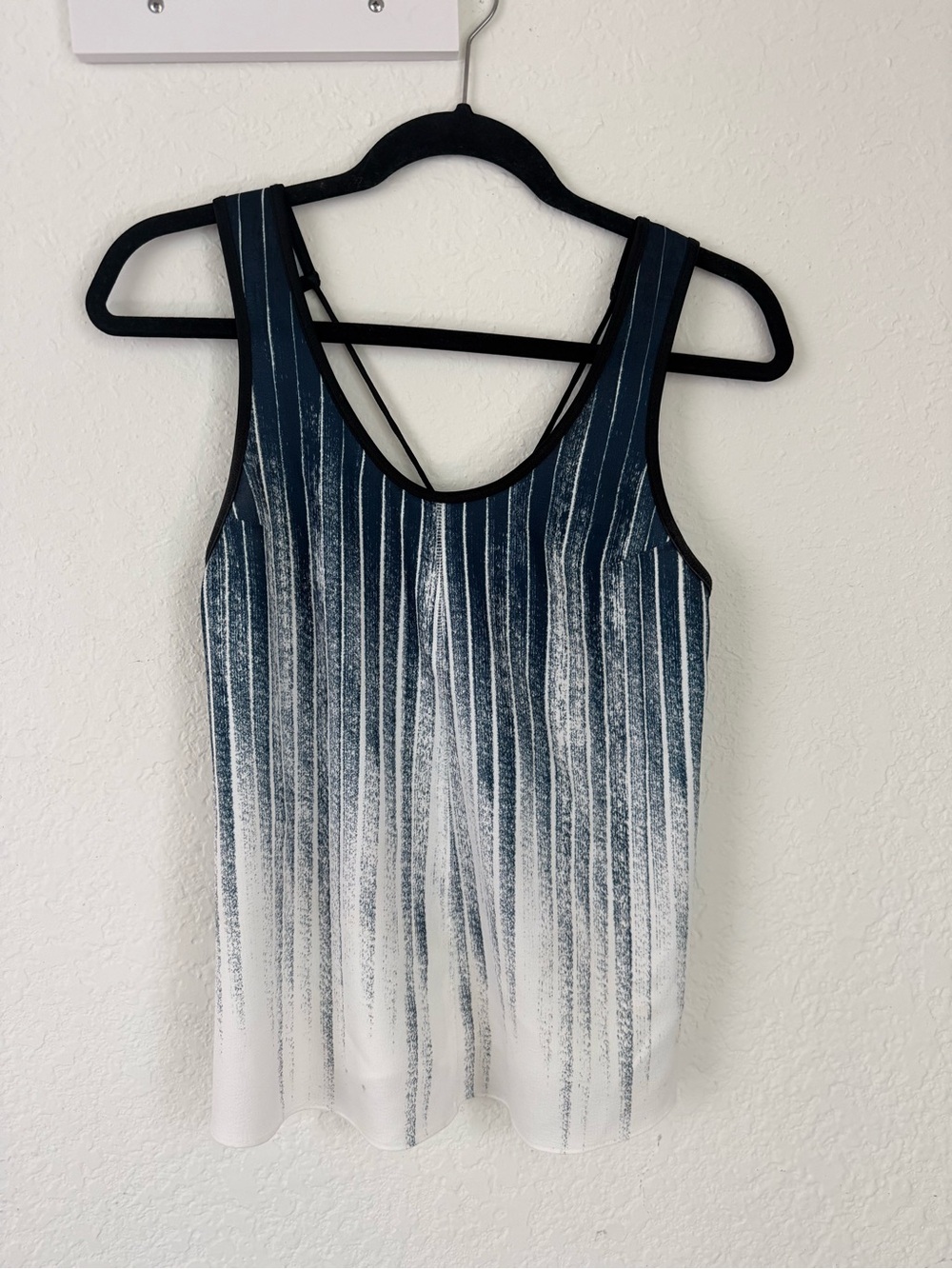 Derek Lam 10 Crosby Abstract Navy White Silk Crisscross Back Tank 2